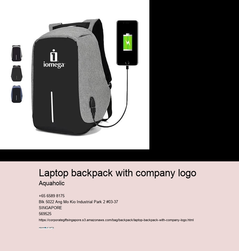 laptop backpack with company logo
